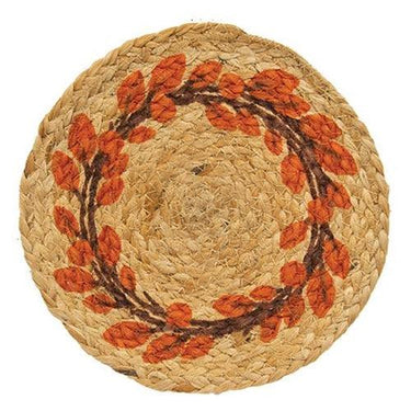 Fall Leaves Wreath Braided Jute Trivet - The Fox Decor